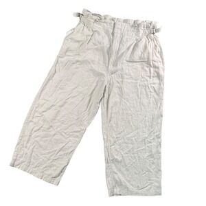 Abercrombie & Fitch Linen Blend Wide‎ Leg Cropped Pants Womens XLR Boho Coastal
